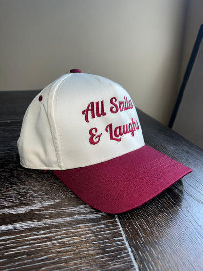 Burgundy & Cream Snapback Hat